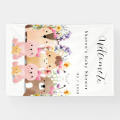 Schattigee Baby Dieren & Wildflower Baby shower Spandoek (Horizontaal)