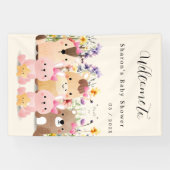 Schattigee Baby Dieren & Wildflower Baby shower Spandoek (Horizontaal)