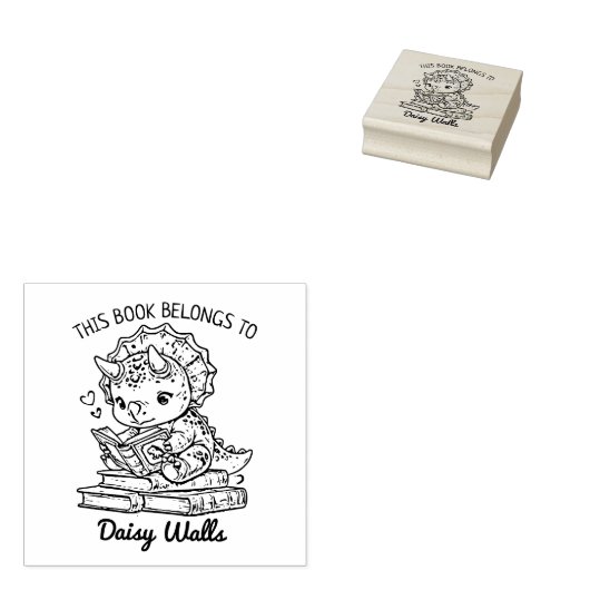 Schattigee Baby Dino Bookplate Rubberstempel (Gestempeld)