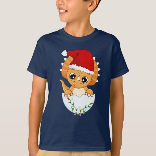 Schattigee Baby Dino Christmas T-shirt (Voorkant)