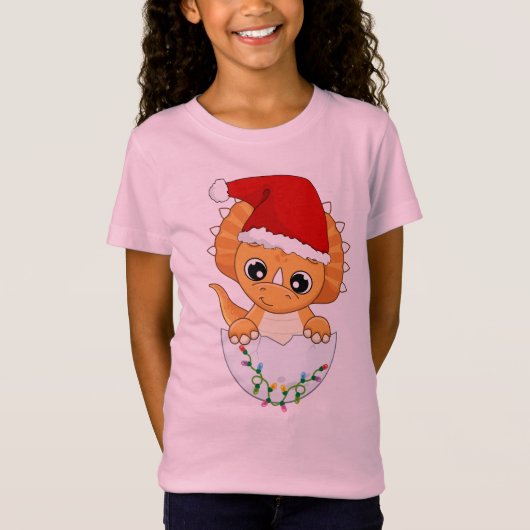 Schattigee Baby Dino Christmas T-shirt (Voorkant)