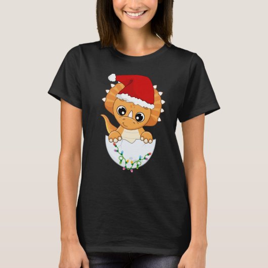 Schattigee Baby Dino Christmas T-shirt (Voorkant)
