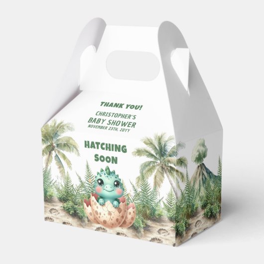 Schattigee Baby Dino Hatching Snel Bedankt Box Bedankdoosjes (Voorkant Zijde)