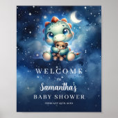 Schattigee baby dino knuffelen teddybeer welkomstb poster (Voorkant)