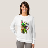 Schattigee Baby Dino & Vogelvrienden - Cartoon Din T-shirt (Voorkant volledig)
