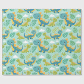 Schattigee baby dino's, Boho stijl naadloos Cadeaupapier (Vlak)