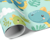 Schattigee baby dino's, Boho stijl naadloos Cadeaupapier (Rol Hoek)