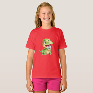 Schattigee baby Dinosaur eet skelet mummie Hallowe T-shirt