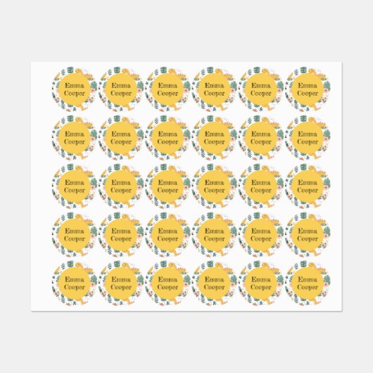 Schattigee Baby Dinosaurs Custom Kinderen Labels (Vel)