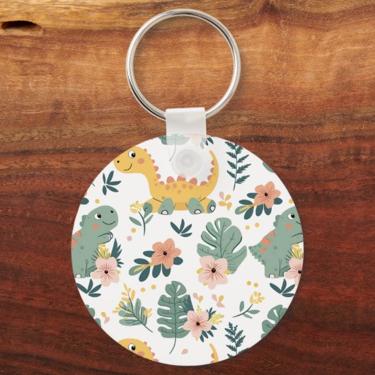 Schattigee Baby Dinosaurs Custom Kinderen Sleutelhanger (Achterkant)