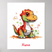 Schattigee Baby dinosaurus aangepaste naam Poster (Voorkant)