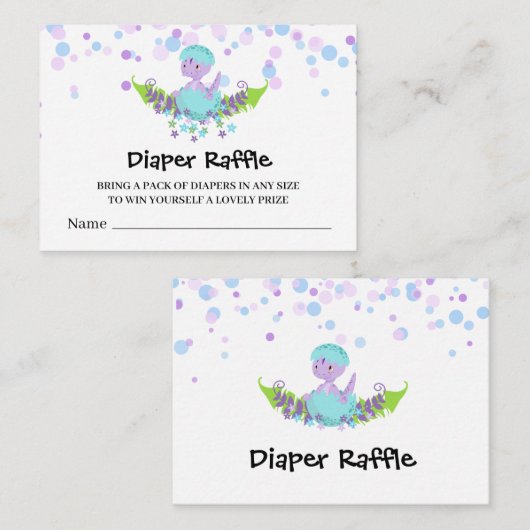 *~* Schattigee Baby Dinosaurus Baby shower Luier R Informatiekaartje (Voorkant / Achterkant)