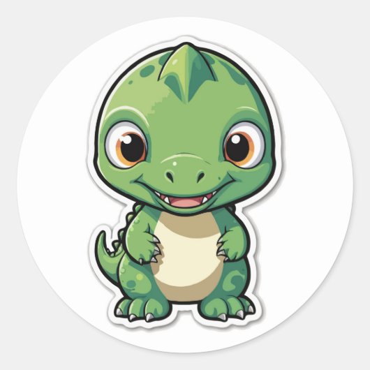 Schattigee Baby Dinosaurus Cartoon Sticker (Voorkant)