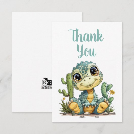 Schattigee Baby dinosaurus dank u notities blanco  (Voorkant / Achterkant)