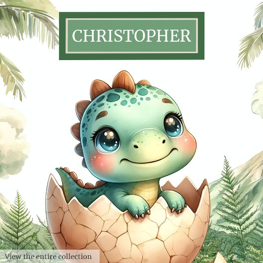 Schattigee Baby Dinosaurus Gepersonaliseerde Baby  Kussen