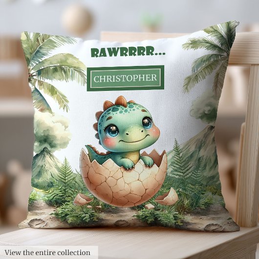 Schattigee Baby Dinosaurus Gepersonaliseerde Baby  Kussen