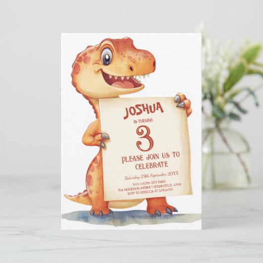 Schattigee Baby dinosaurus Ik Teken Kinderen Verja Kaart (Staand voorkant)