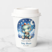 Schattigee baby dinosaurus knuffelen beer in sterr papieren bekers (Achterkant)