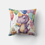 Schattigee Baby Dinosaurus Meisjes Gepersonaliseer Kussen (Achterkant)