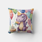 Schattigee Baby Dinosaurus Meisjes Gepersonaliseer Kussen (Voorkant)