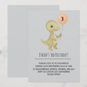 Schattigee Baby-dinosaurus met ballonverjaardag Kaart (Voorkant / Achterkant)