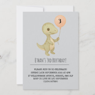 Schattigee Baby-dinosaurus met ballonverjaardag Kaart