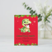 Schattigee baby Dinosaurus met sneeuwpop kerstfees Feestdagenkaart (Staand voorkant)