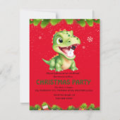Schattigee baby Dinosaurus met sneeuwpop kerstfees Feestdagenkaart (Voorkant)