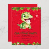 Schattigee baby Dinosaurus met sneeuwpop kerstfees Feestdagenkaart (Voorkant / Achterkant)