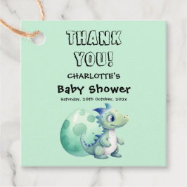 Schattigee Baby-dinosaurus met zijn ei-Baby shower Bedankjes Labels