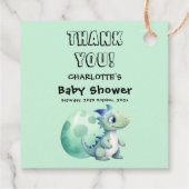 Schattigee Baby-dinosaurus met zijn ei-Baby shower Bedankjes Labels (Achterkant)