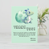 Schattigee Baby-dinosaurus met zijn ei-Baby shower Bedankkaart (Staand voorkant)