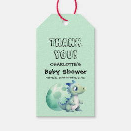 Schattigee Baby-dinosaurus met zijn ei-Baby shower Cadeaulabel