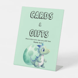 Schattigee Baby-dinosaurus met zijn ei-Baby shower Reclamebord Met Voetstuk