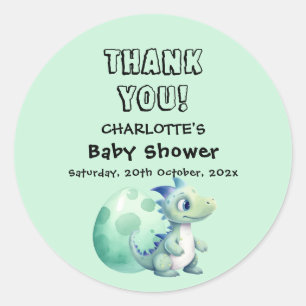 Schattigee Baby-dinosaurus met zijn ei-Baby shower Ronde Sticker
