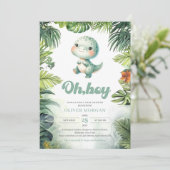 Schattigee baby dinosaurus Oh boy tropisch groen Kaart (Staand voorkant)