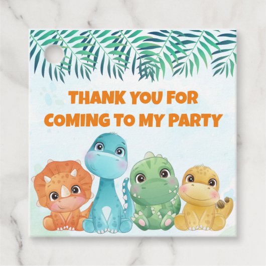 Schattigee Baby Dinosaurus Party Favor Labels (Voorkant)