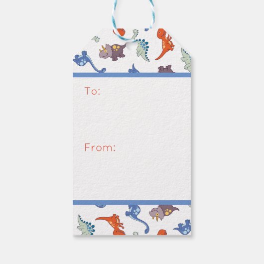 Schattigee Baby Dinosaurus Pattern Print Gepersona Cadeaulabel (Achterkant)