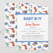 Schattigee Baby Dinosaurus Pattern Print Gepersona Kaart (Voorkant / Achterkant)