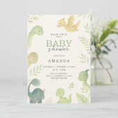 Schattigee Baby dinosaurus verjaardagsuitnodiging Kaart (Staand voorkant)