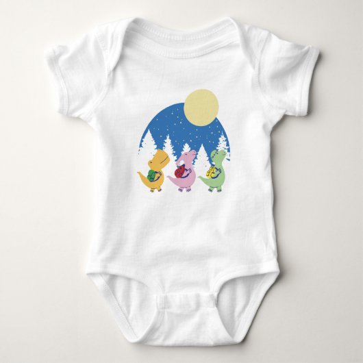 Schattigee Baby Dinosaurussen met rugzakken T-Shir Romper (Voorkant)