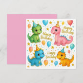 Schattigee baby dinosaurussen verjaardagskaart voo feestdagenkaart (Voorkant / Achterkant)