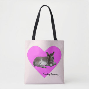 Schattigee Baby Donkey Veulen Dromen in Groot Roze Tote Bag