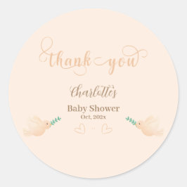 Schattigee Baby Dove Baby shower Ronde Sticker