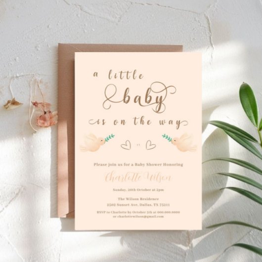 Schattigee Baby Dove Baby shower Uitnodiging