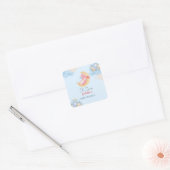 Schattigee baby draak dinosaurus Ballon baby showe Vierkante Sticker (Envelop)
