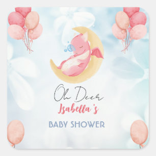 Schattigee baby draak dinosaurus Ballon baby showe Vierkante Sticker