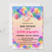 Schattigee baby draak dinosaurus ballon meisje bab kaart (Voorkant)