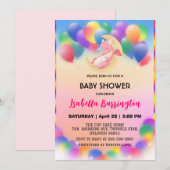 Schattigee baby draak dinosaurus ballon meisje bab kaart (Voorkant / Achterkant)