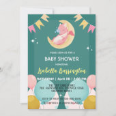 Schattigee baby draak dinosaurus ballon meisje bab kaart (Voorkant)